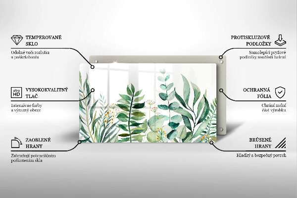 Steklena podloga za rezanje Ilustracija rastlinskih listov