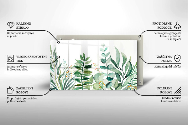 Steklena podloga za rezanje Ilustracija rastlinskih listov