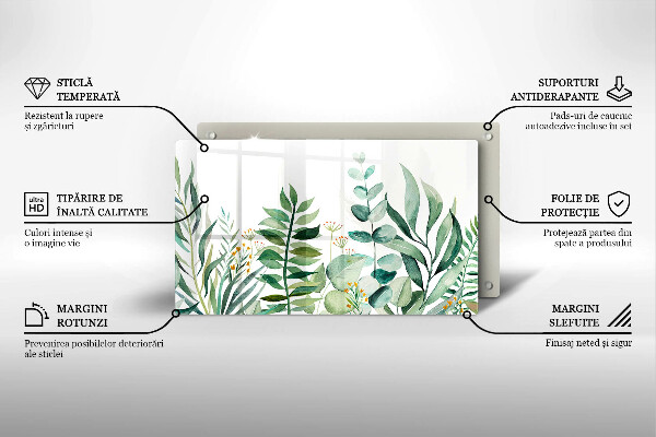 Steklena podloga za rezanje Ilustracija rastlinskih listov