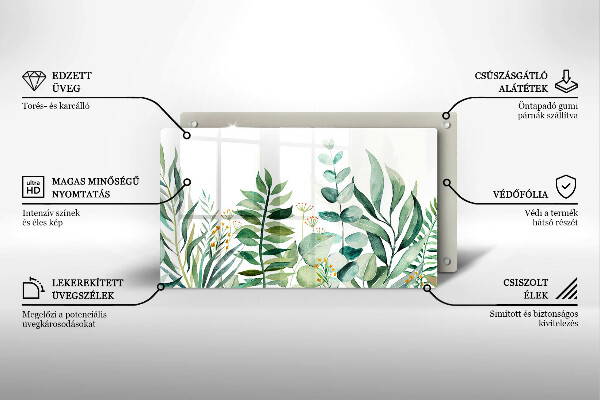 Steklena podloga za rezanje Ilustracija rastlinskih listov