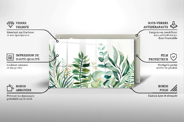 Steklena podloga za rezanje Ilustracija rastlinskih listov