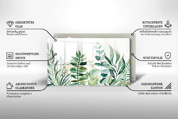 Steklena podloga za rezanje Ilustracija rastlinskih listov