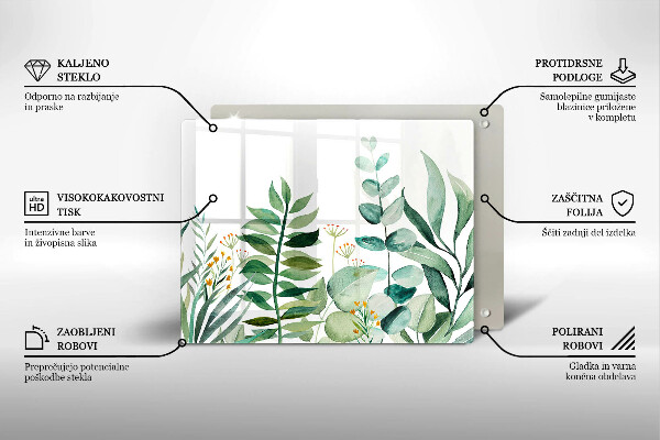 Steklena podloga za rezanje Ilustracija rastlinskih listov