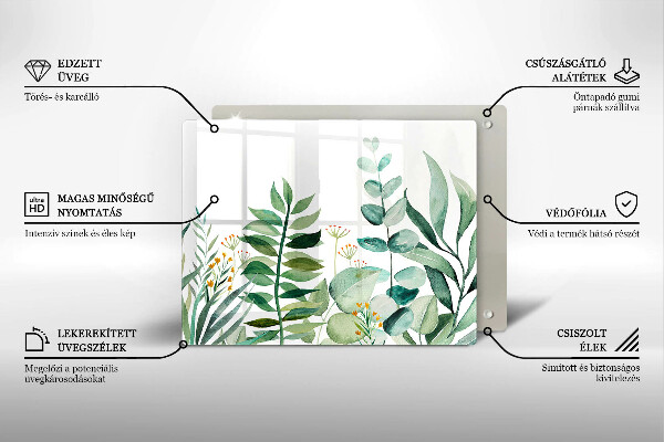 Steklena podloga za rezanje Ilustracija rastlinskih listov