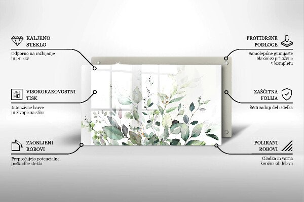 Steklena podloga za rezanje Akvarelne rastline