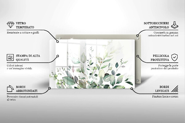 Steklena podloga za rezanje Akvarelne rastline