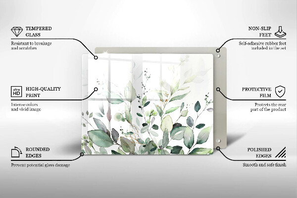 Steklena podloga za rezanje Akvarelne rastline