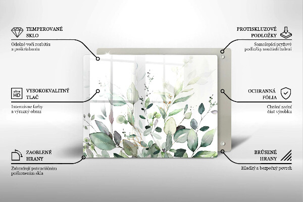 Steklena podloga za rezanje Akvarelne rastline