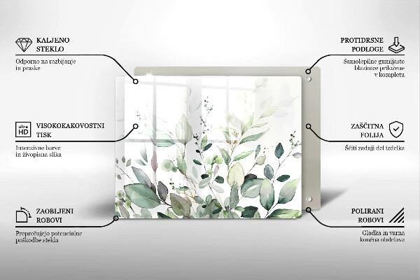 Steklena podloga za rezanje Akvarelne rastline