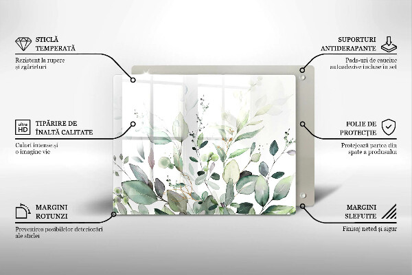 Steklena podloga za rezanje Akvarelne rastline