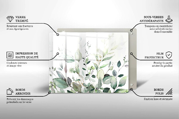 Steklena podloga za rezanje Akvarelne rastline