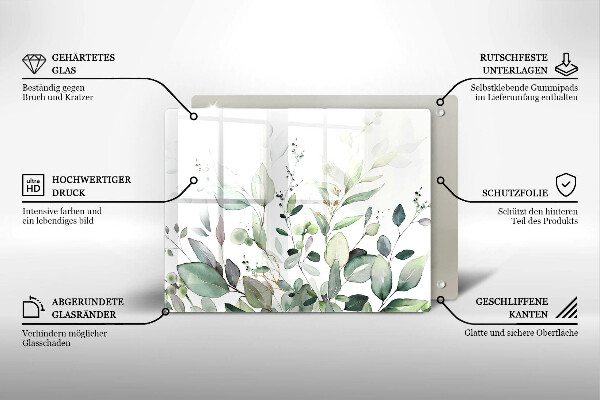 Steklena podloga za rezanje Akvarelne rastline