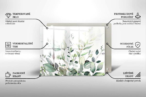 Steklena podloga za rezanje Akvarelne rastline