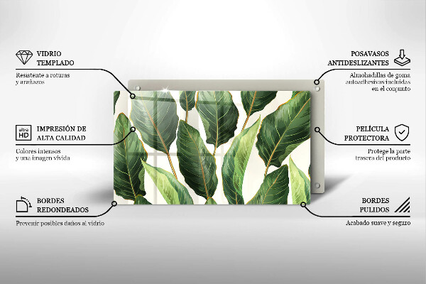 Steklena podloga za rezanje Bananini listi