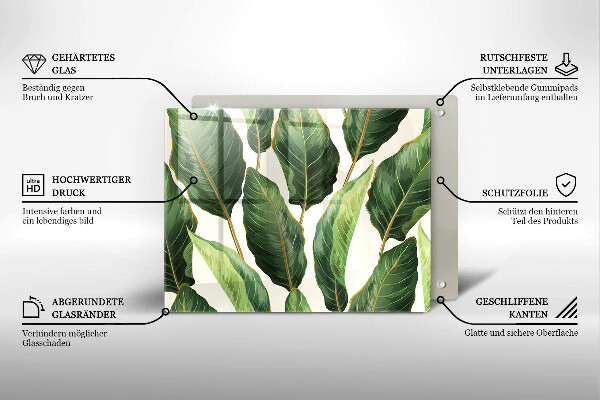 Steklena podloga za rezanje Bananini listi