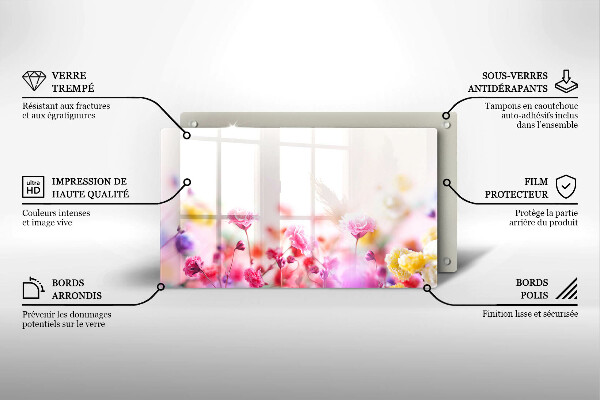 Steklena podloga za rezanje Cvetlični travnik