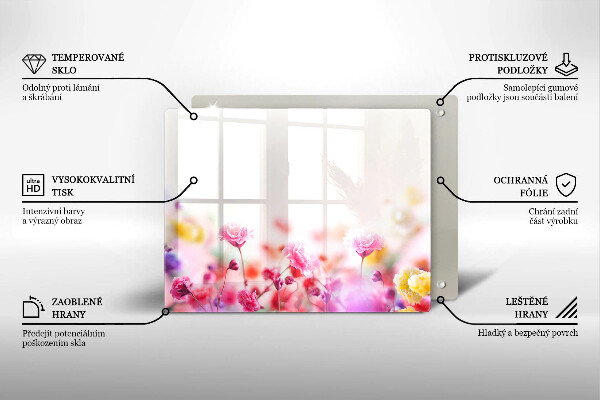 Steklena podloga za rezanje Cvetlični travnik