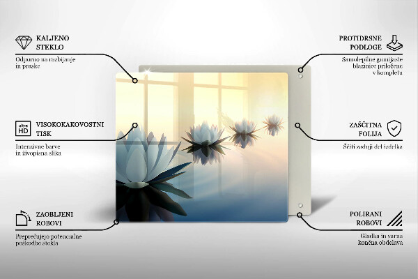 Steklena podloga za rezanje Cvetovi lilije na vodi