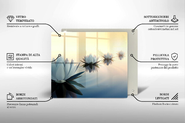 Steklena podloga za rezanje Cvetovi lilije na vodi
