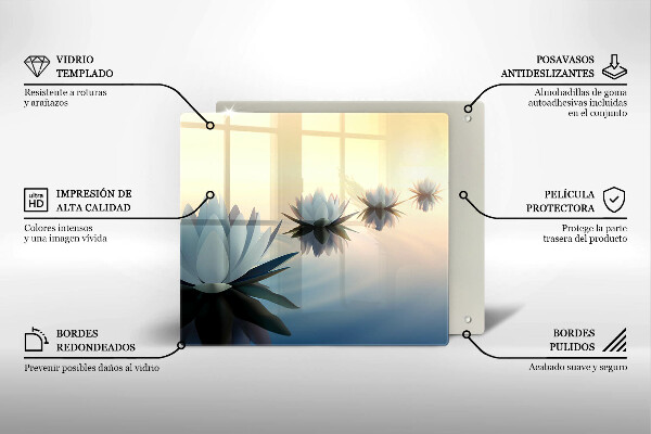 Steklena podloga za rezanje Cvetovi lilije na vodi