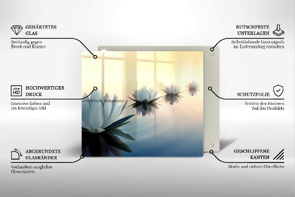 Steklena podloga za rezanje Cvetovi lilije na vodi