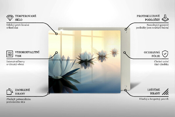 Steklena podloga za rezanje Cvetovi lilije na vodi