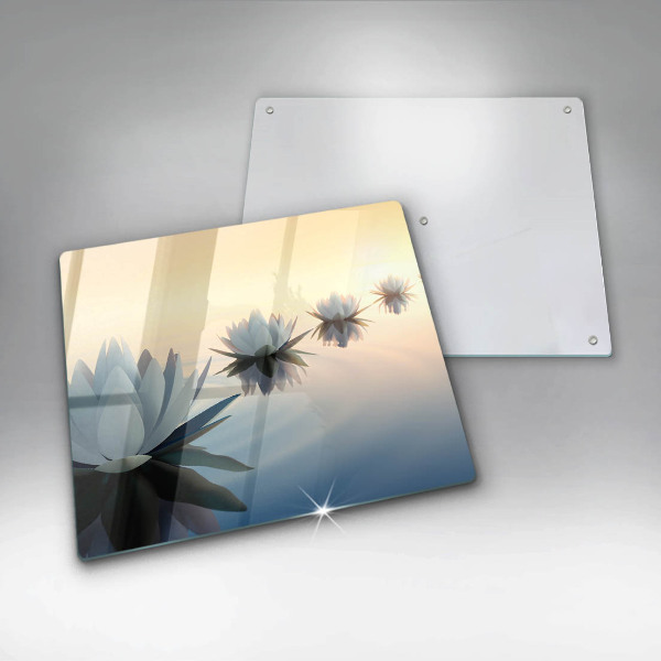 Steklena podloga za rezanje Cvetovi lilije na vodi