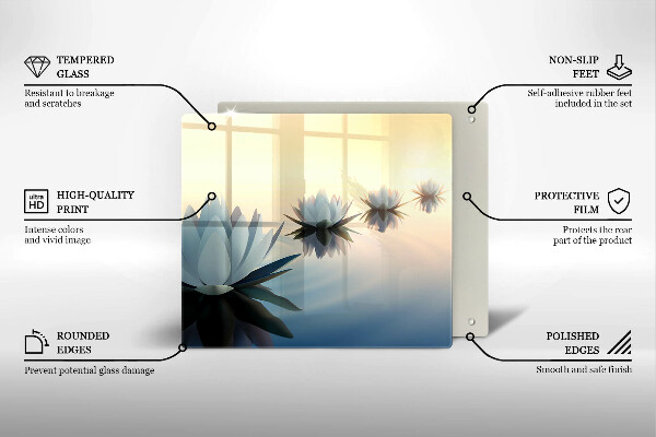 Steklena podloga za rezanje Cvetovi lilije na vodi