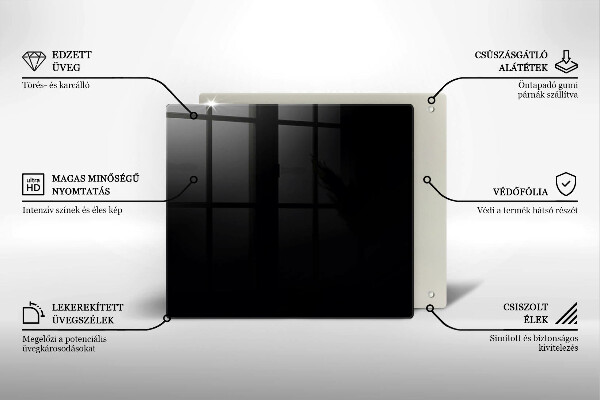 Steklena podloga za rezanje Črna barva
