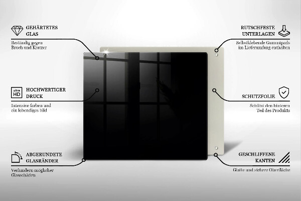 Steklena podloga za rezanje Črna barva