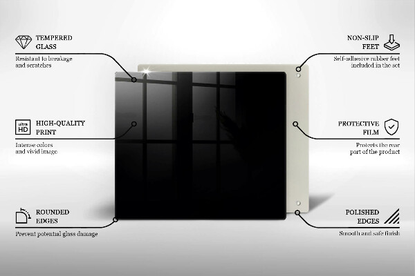 Steklena podloga za rezanje Črna barva