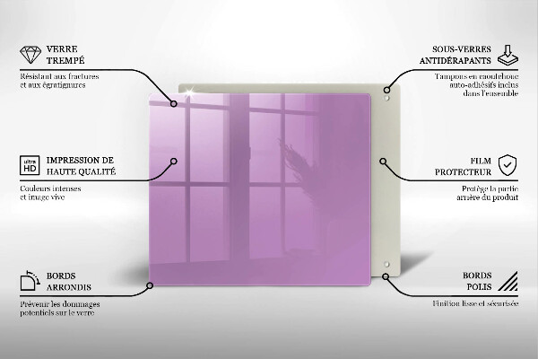 Steklena podloga za rezanje Vijolična barva