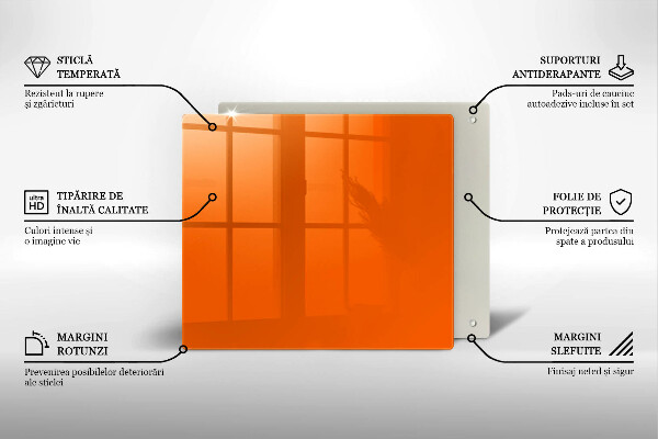 Steklena podloga za rezanje oranžna barva