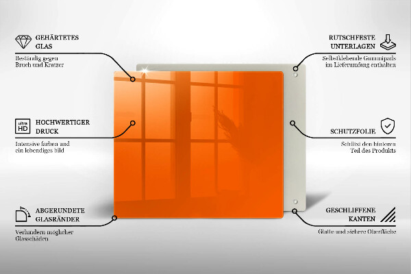 Steklena podloga za rezanje oranžna barva