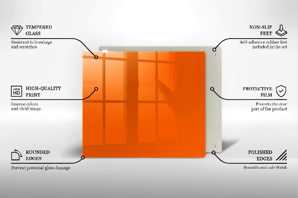Steklena podloga za rezanje oranžna barva