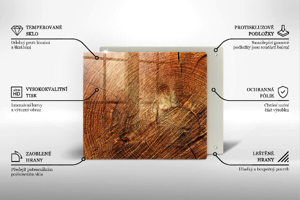 Steklena podloga za rezanje Lesno zrno drevesa