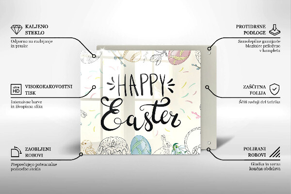 Steklena podloga za rezanje Happy Easter