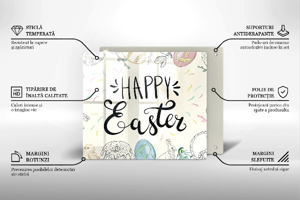 Steklena podloga za rezanje Happy Easter