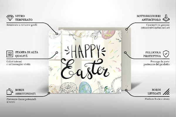 Steklena podloga za rezanje Happy Easter