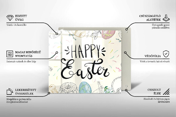 Steklena podloga za rezanje Happy Easter