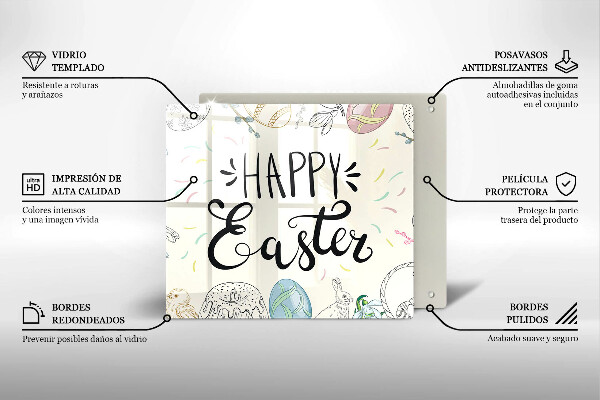 Steklena podloga za rezanje Happy Easter