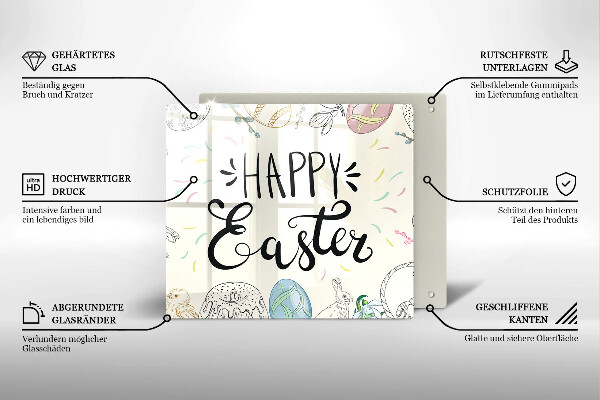 Steklena podloga za rezanje Happy Easter