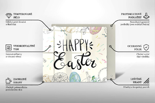 Steklena podloga za rezanje Happy Easter
