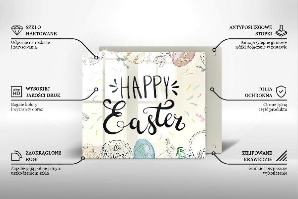 Steklena podloga za rezanje Happy Easter