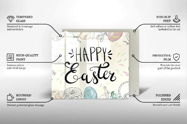 Steklena podloga za rezanje Happy Easter