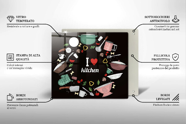 Steklena podloga za rezanje Ilustracija Obožujem kuhinjo