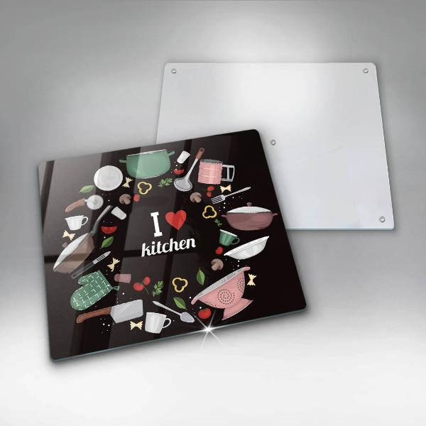 Steklena podloga za rezanje Ilustracija Obožujem kuhinjo