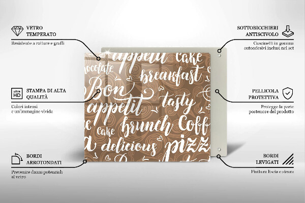 Steklena podloga za rezanje Bon appetit podnapisi