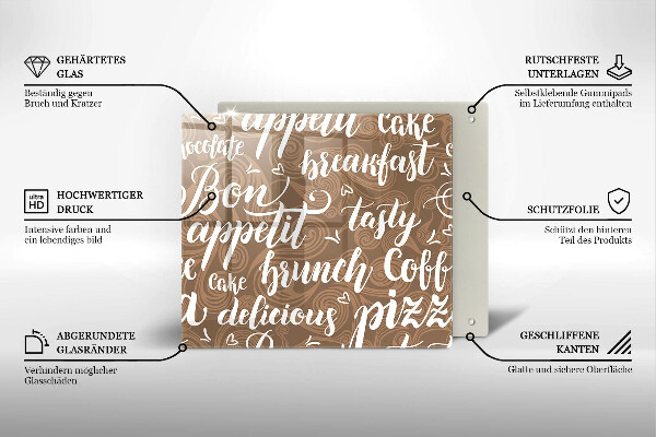 Steklena podloga za rezanje Bon appetit podnapisi