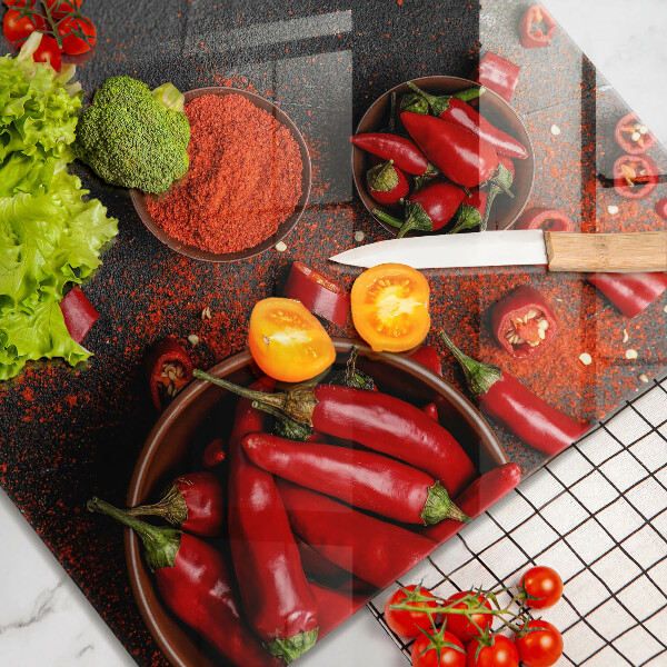Steklena podloga za rezanje Rdeča čili paprika